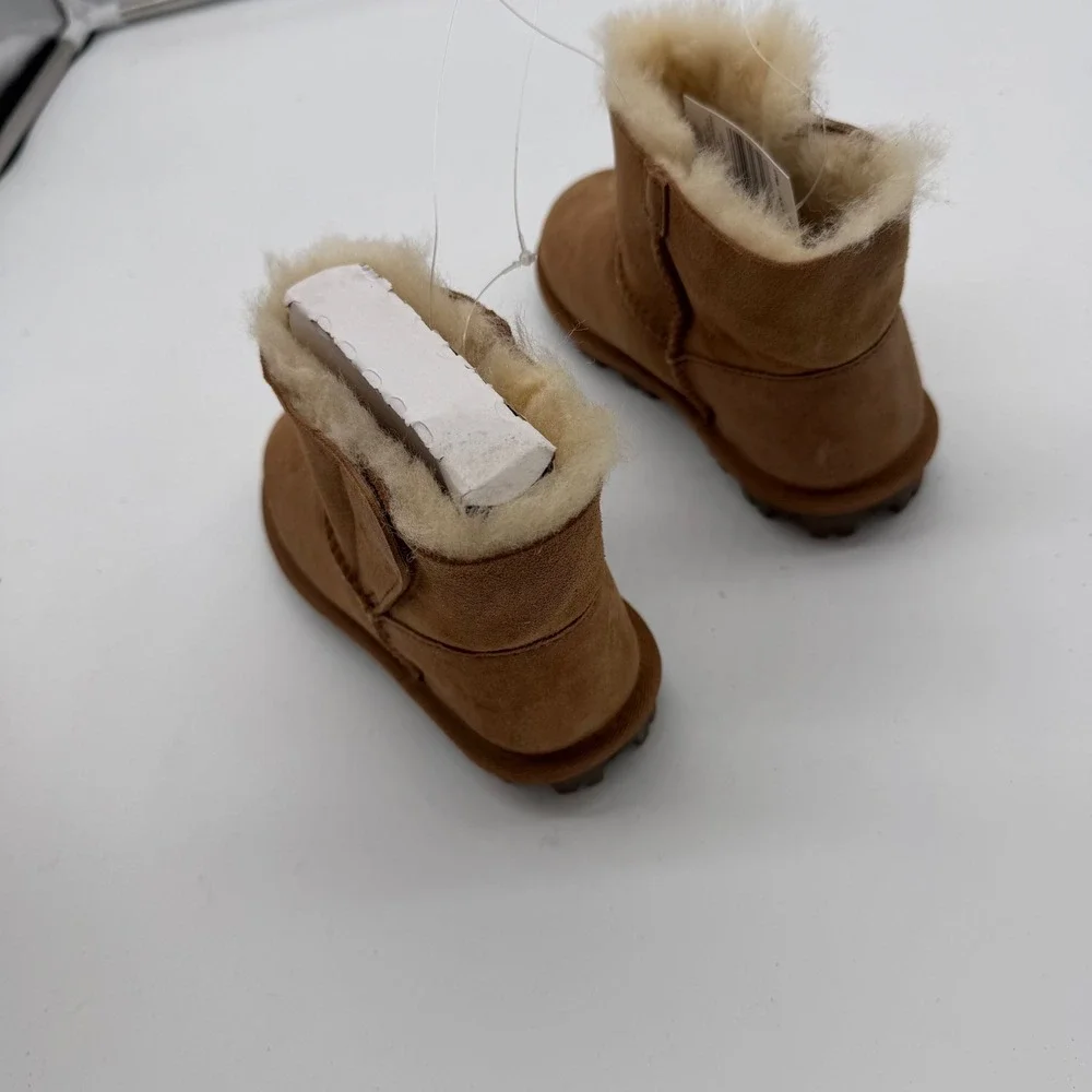 Kirkland Signature Kids Shearling Boots Chestnut Brown Suede Size 12 7771011